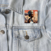 Futuristic Queen Afrofuturistic Science Fiction Vierkante Button 5,1 Cm (In situ)
