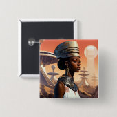 Futuristic Queen Afrofuturistic Science Fiction Vierkante Button 5,1 Cm (Voorkant /achterkant)