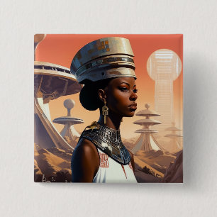 Futuristic Queen Afrofuturistic Science Fiction Vierkante Button 5,1 Cm