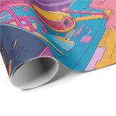 Futuristic Retro Arcade in Outer Space Cadeaupapier (Rol Hoek)