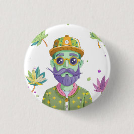 Futuristic Ride: Psychedelic Car Journey Ronde Button 3,2 Cm