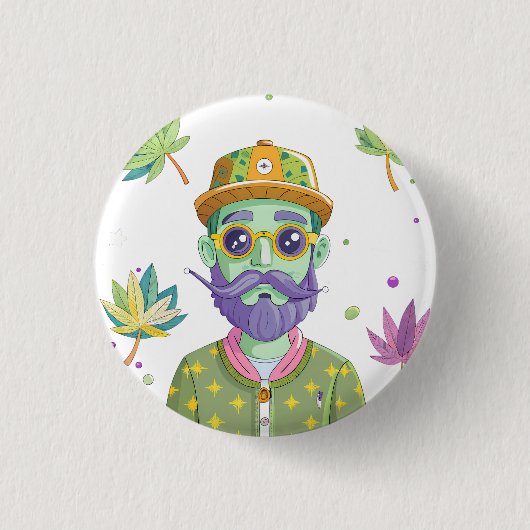 Futuristic Ride: Psychedelic Car Journey Ronde Button 3,2 Cm (Voorkant)