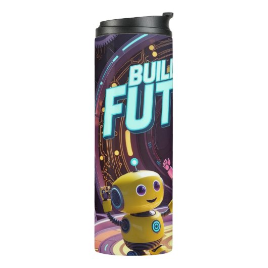 Futuristic Robot and Astronaut Children Thermosbeker (Gedraaid links)