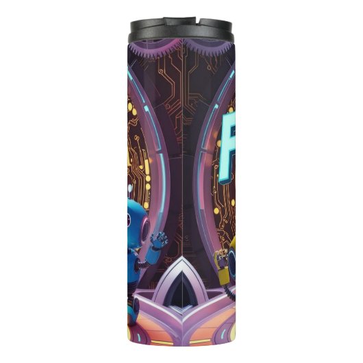 Futuristic Robot and Astronaut Children Thermosbeker (Achterkant)