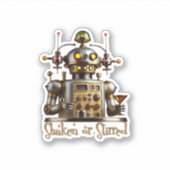 Futuristic Robot Bartender "Shaken or Stirred" Sticker (Voorkant)