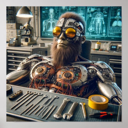 Futuristic Robot Engineer Poster (Voorkant)