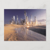 Futuristic Sci-Fi City Reflected In Desert Sands Briefkaart (Voorkant)