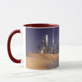 Futuristic Sci-Fi City Reflected In Desert Sands Mok