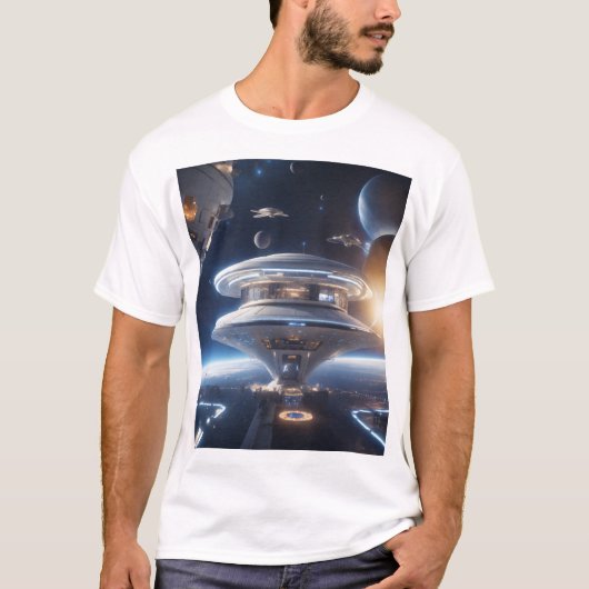 Futuristic Sci-Fi Space Station T-Shirt – Epic (Voorkant)