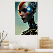 Futuristic Science Fiction Cyborg Lady Wall Art Poster (Keuken)