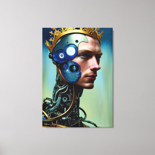 Futuristic Science Fiction Cyborg Man Wall Art Canvas Afdruk (Voorkant)