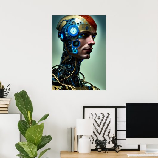 Futuristic Science Fiction Cyborg Man Wall Art Poster (Thuiskantoor)
