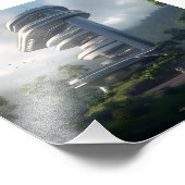 Futuristic skyscraper in the middle of the jungle foto afdruk (Hoek)