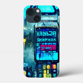 Futuristic Spooky Cyberpunk Steampunk Flip-Phone iPhone 13 Mini Hoesje