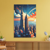 Futuristic Sunrise Cityscape Canvas Print (Insitu (Woonkamer))
