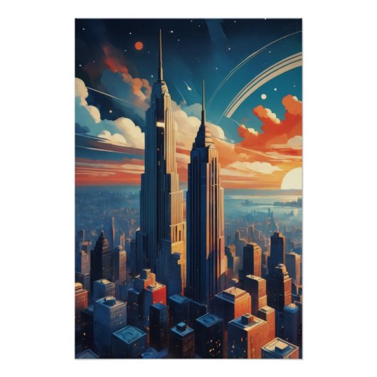 Futuristic Sunrise Cityscape Poster (Devant)