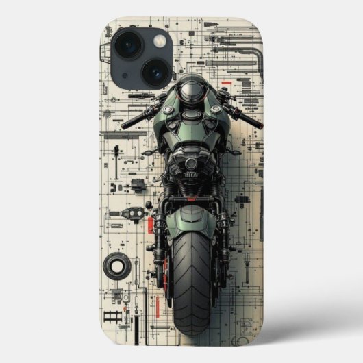 Futuristic Superbike: Tech Blueprint Architectural Case-Mate iPhone Case (Achterkant)
