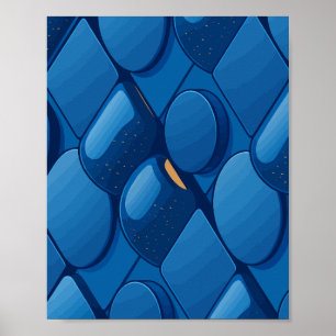 Futuristisch blauw geometrisch ontwerp poster