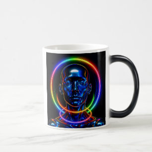 futuristisch blauw metallic portret magische mok