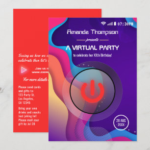 Futuristisch geometrisch virtueel verjaardagsfeest kaart