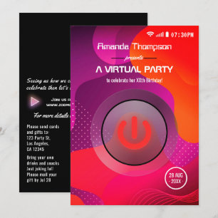 Futuristisch geometrisch virtueel verjaardagsfeest kaart