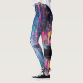 Futuristisch levendig neon nacht stadsgezicht leggings (Links)
