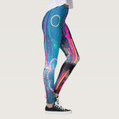 Futuristisch levendig neon nacht stadsgezicht leggings (Rechts)