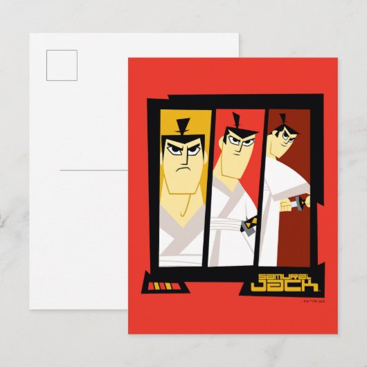 Futuristisch Lijst met Samurai Jack-teken op drie  Briefkaart (Voorkant / Achterkant)