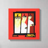 Futuristisch Lijst met Samurai Jack-teken op drie  Canvas Afdruk (Voorkant)