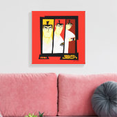 Futuristisch Lijst met Samurai Jack-teken op drie  Canvas Afdruk (Insitu (Woonkamer))