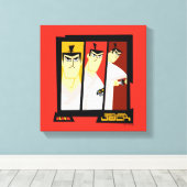 Futuristisch Lijst met Samurai Jack-teken op drie  Canvas Afdruk (Insitu (Houten vloer))