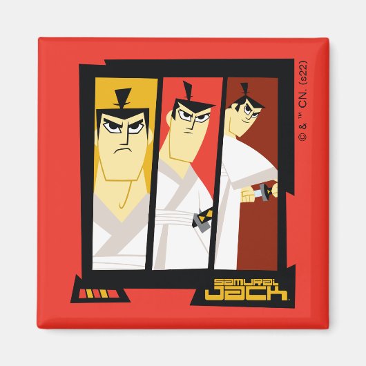 Futuristisch Lijst met Samurai Jack-teken op drie Magneet (Voorkant)
