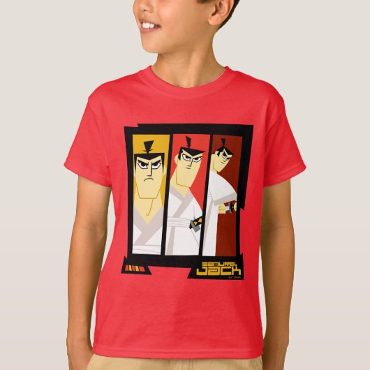 Futuristisch Lijst met Samurai Jack-teken op drie  T-shirt (Voorkant)