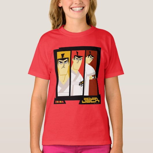 Futuristisch Lijst met Samurai Jack-teken op drie  T-shirt (Voorkant)