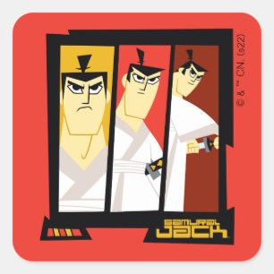 Futuristisch Lijst met Samurai Jack-teken op drie  Vierkante Sticker