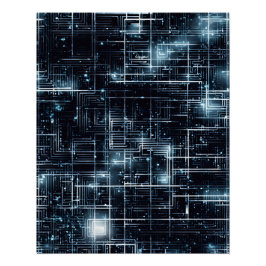 futuristisch nachtlandschap van circuits perfect poster