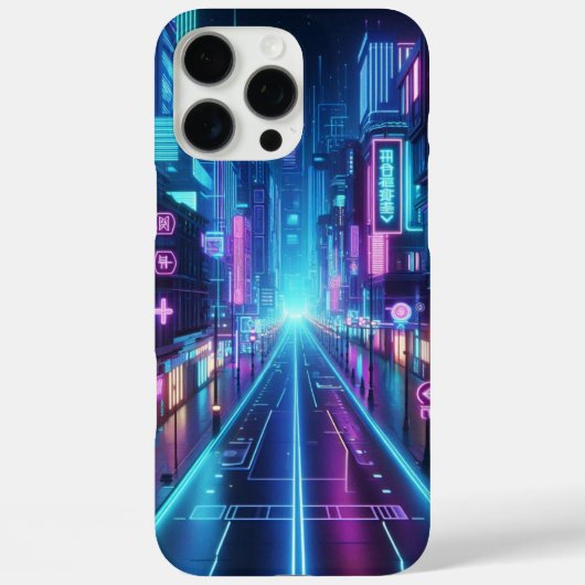 futuristisch neon stadsbeeld Case-Mate iPhone case (Achterkant)