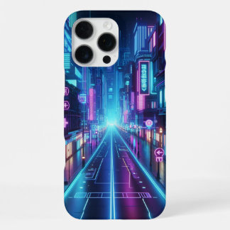 futuristisch neon stadslandschap iPhone 16 pro max hoesje