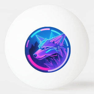 Futuristisch neon wolfengezicht in geometrische ku pingpongballen