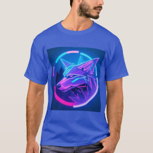 Futuristisch neon wolfengezicht in geometrische ku t-shirt