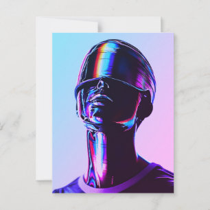 Futuristisch regenboog chroom portret muurkunst briefkaart