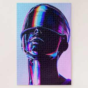 Futuristisch regenboog chroom portret wandkunst legpuzzel