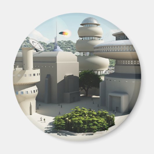 Futuristisch Sci-Fi stadslandschap Magneet (Voorkant)