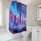 futuristisch stadsdouchegordijn douchegordijn (In situ)