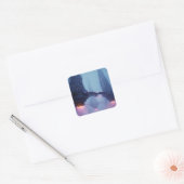 Futuristisch stadslandschap met zwevende structure vierkante sticker (Envelop)