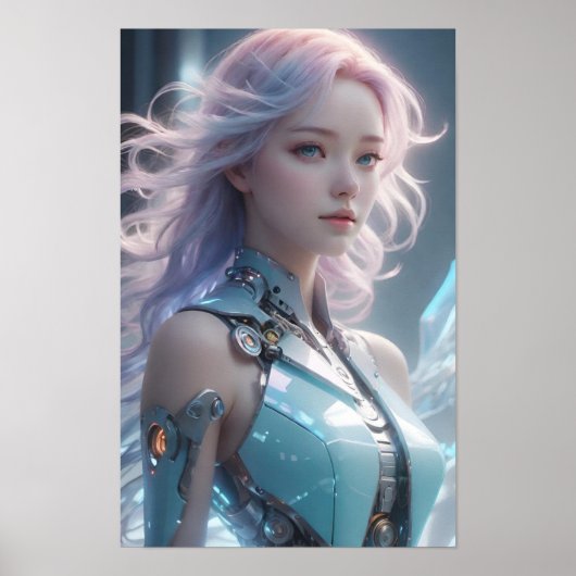Futuristisch Vrouw Android Poster (Voorkant)