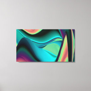Futuristische Abstracte 3D Metallic Rainbow Art Canvas Afdruk