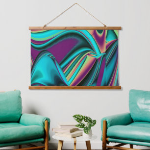 Futuristische Abstracte 3D Metallic Rainbow Art Hangend Wandkleed