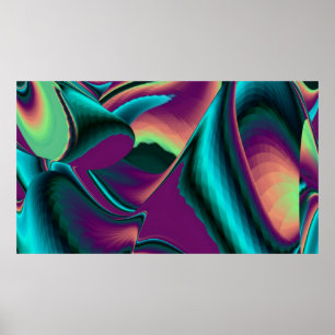 Futuristische Abstracte 3D Metallic Rainbow Art Poster
