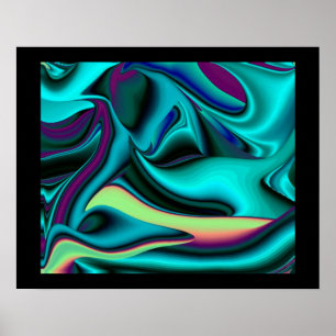 Futuristische Abstracte 3D Metallic Regenboog Kuns Poster